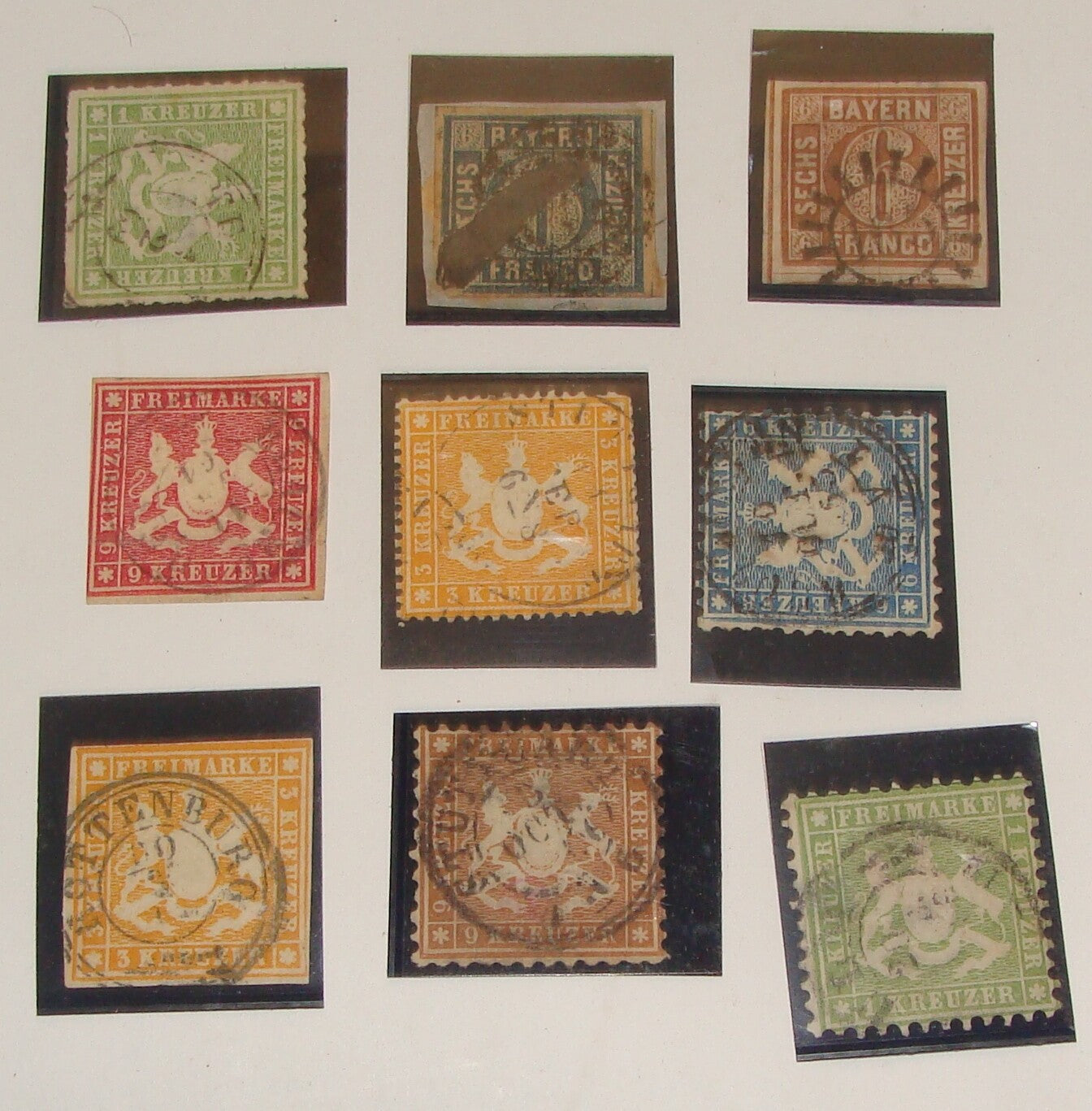 Germany 1860 German Empire Wuerttemberg + 1862 Bayern Franco Stamp Lot