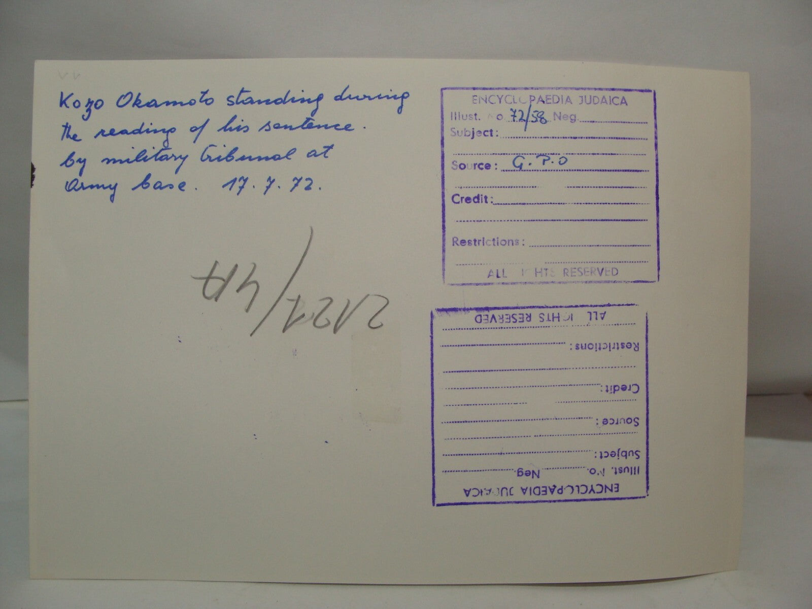 Photo Jewish 1972 Kozo Okamoto Japan Japanese Terrorist Israel Airport Trial