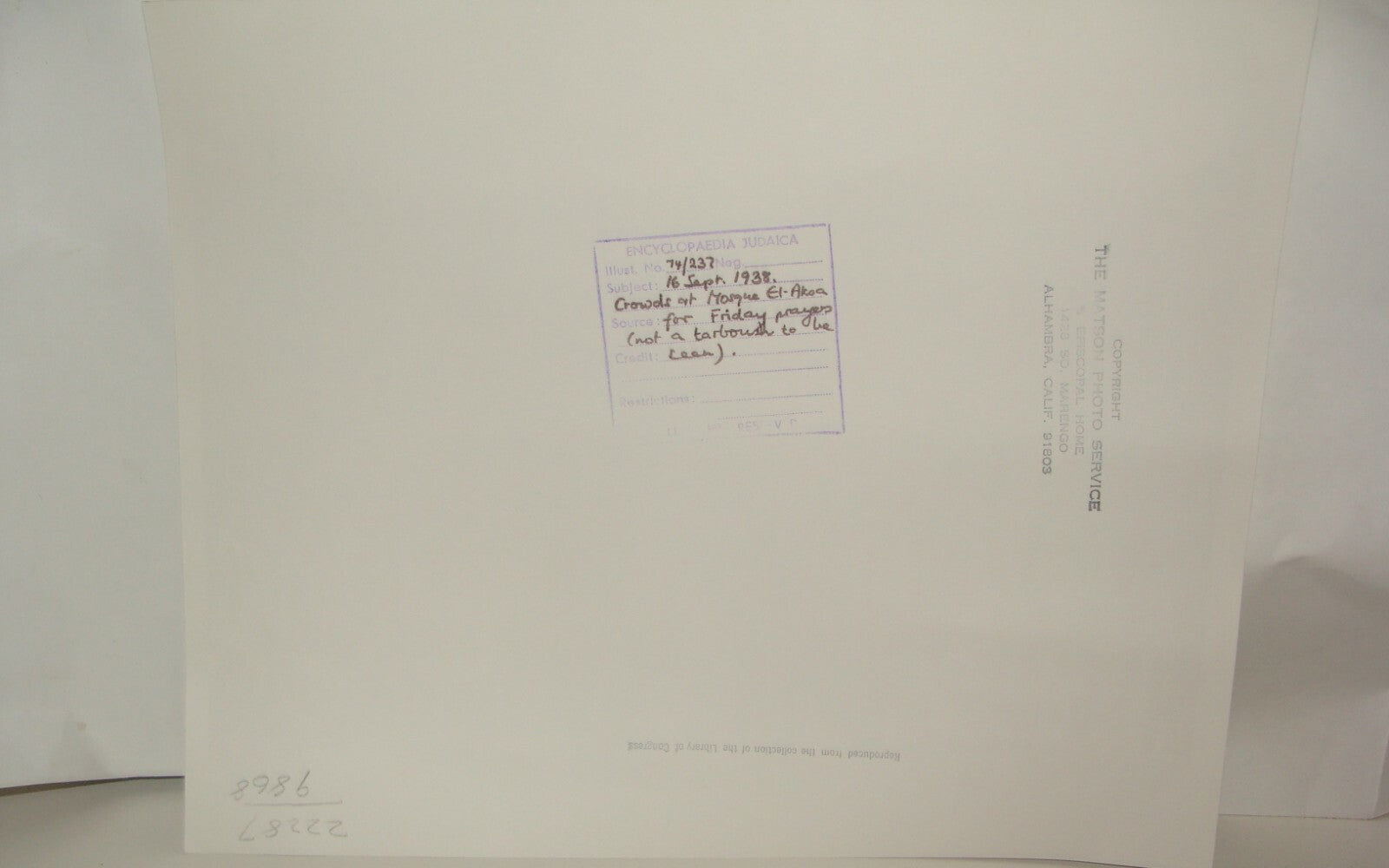 Photo Print, Palestine Israel Jerusalem Mosque al Aqsa Friday Prayer 1938