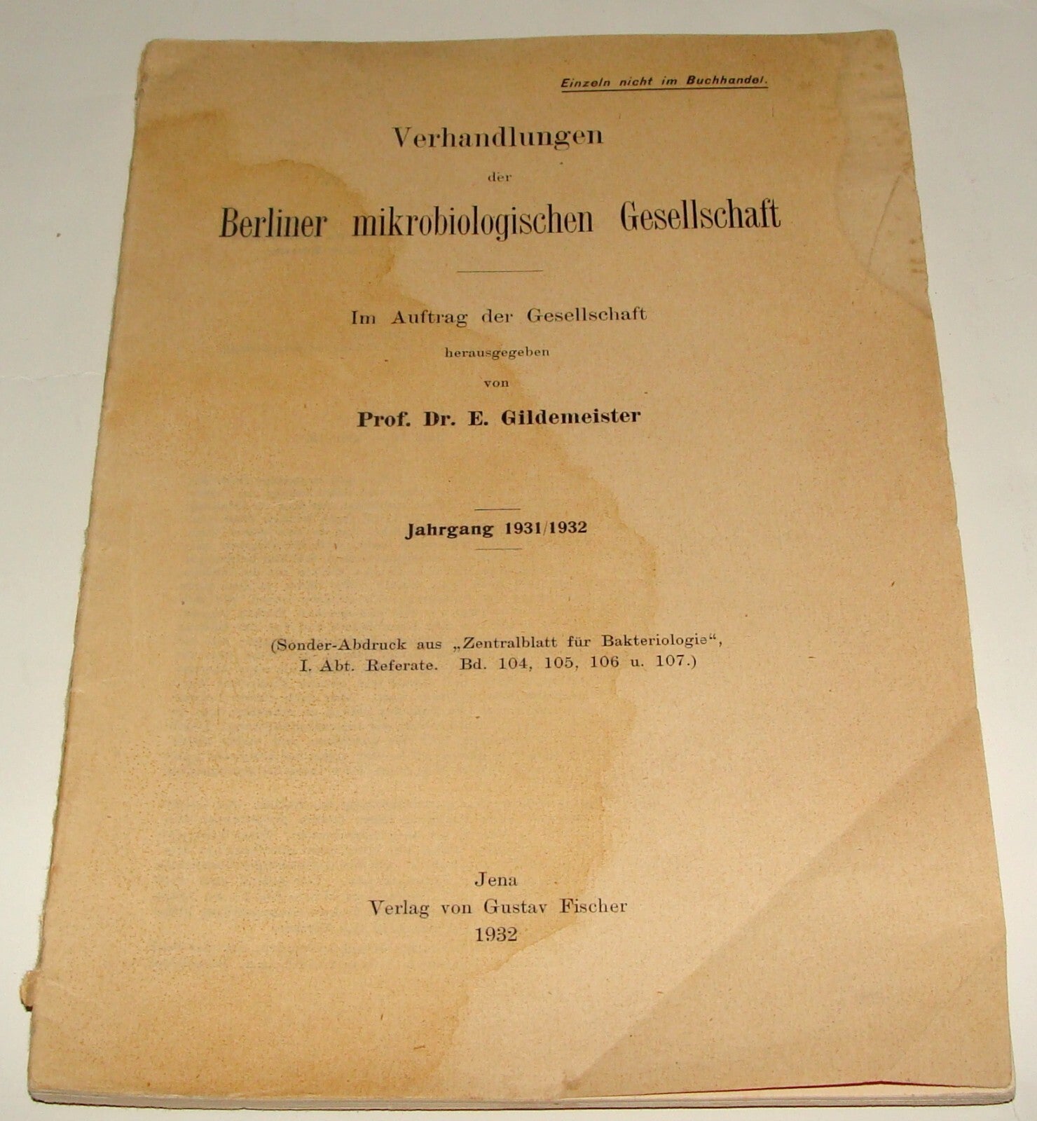 Germany 1932 German Berlin microbiological society Booklet Biology Science