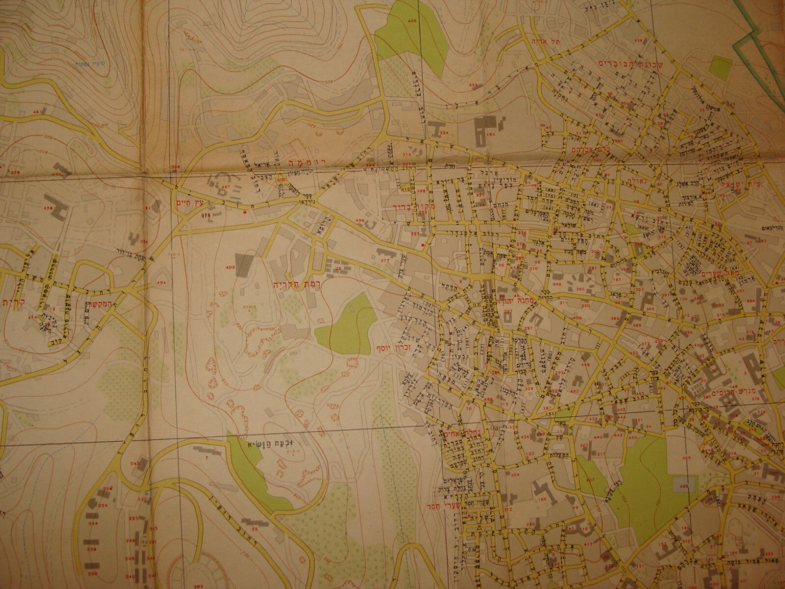 Map Israel 1958 JERUSALEM Hebrew 1:10,000 Large Size 82x107 cm