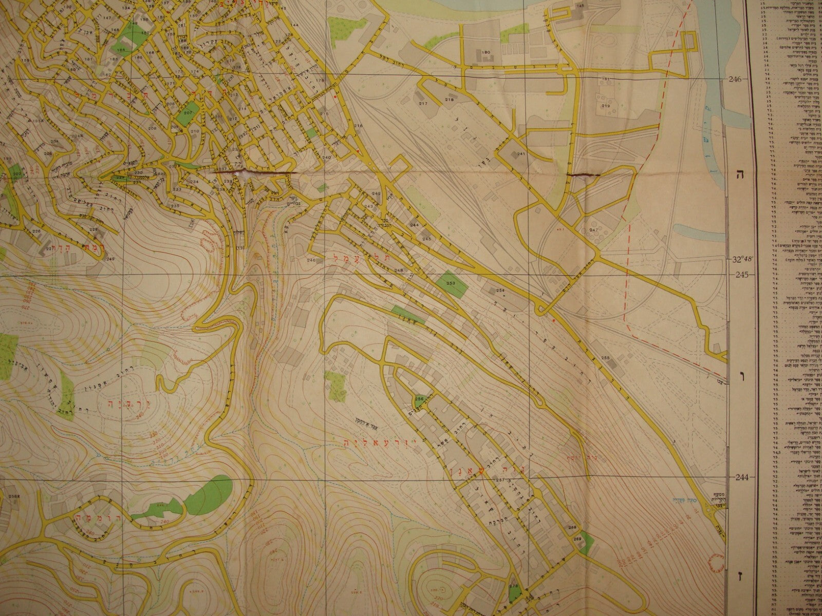 Map Jewish Judaica 1959 Israel HAIFA Large 1:10,000 Hebrew