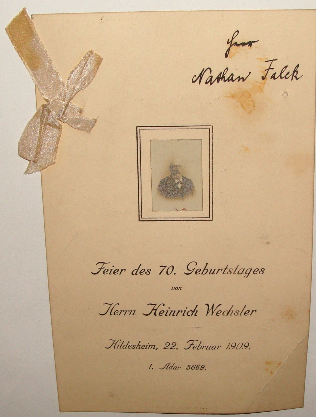 Germany Card Jewish Judaica 1909 German   Hildesheim WECHSLER Menu