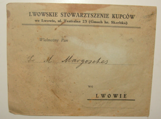 lwowskie stowarzyszenie kupcow Poland Lwow Merchants Association Cover Envelope