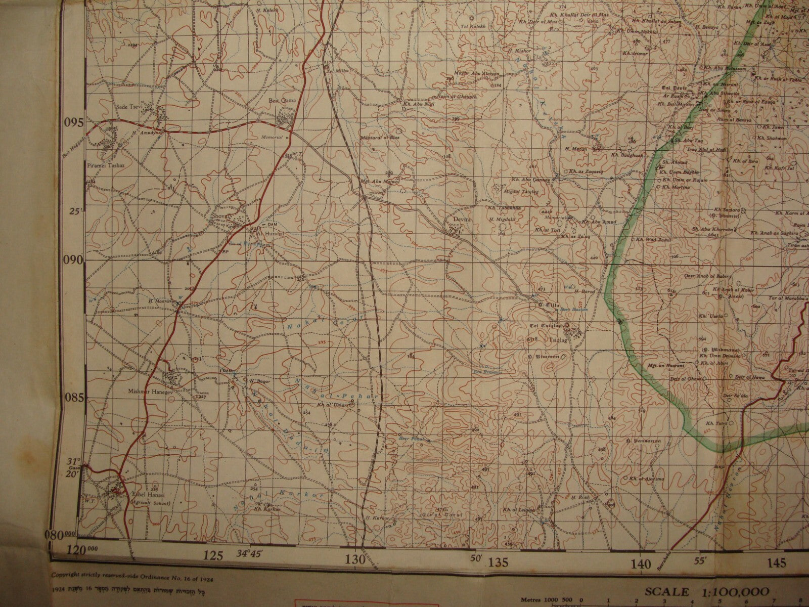 Map Palestine 1958 Israel Survey of HEBRON Hevron West Bank Arab Village