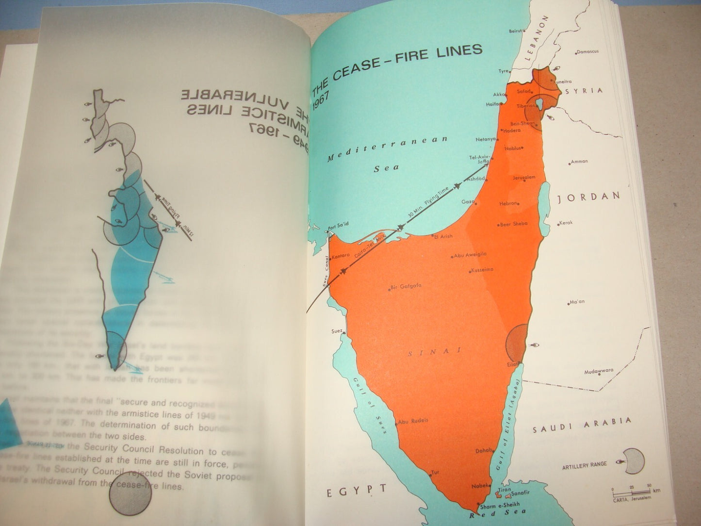 Map Palestine Jewish Judaica 1971 Israel Israeli Peace Borders History Arab War