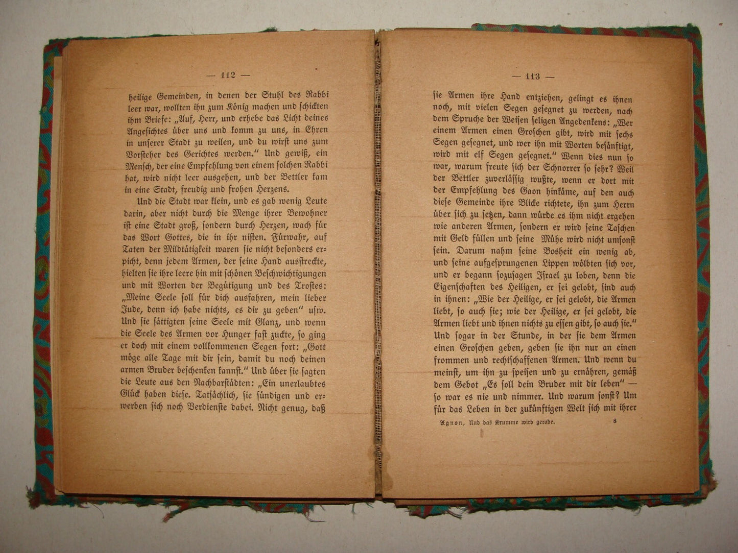 Germany Book Jewish Judaica 1920 AGNON German das Krumme wird gerade Literature