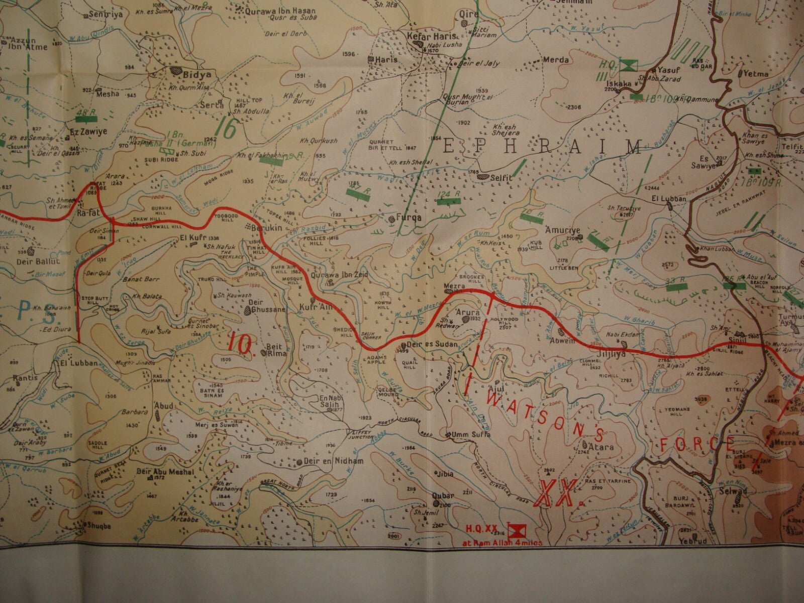 Palestine Israel Megiddo Map Army Military WWI Turkish British Army Military