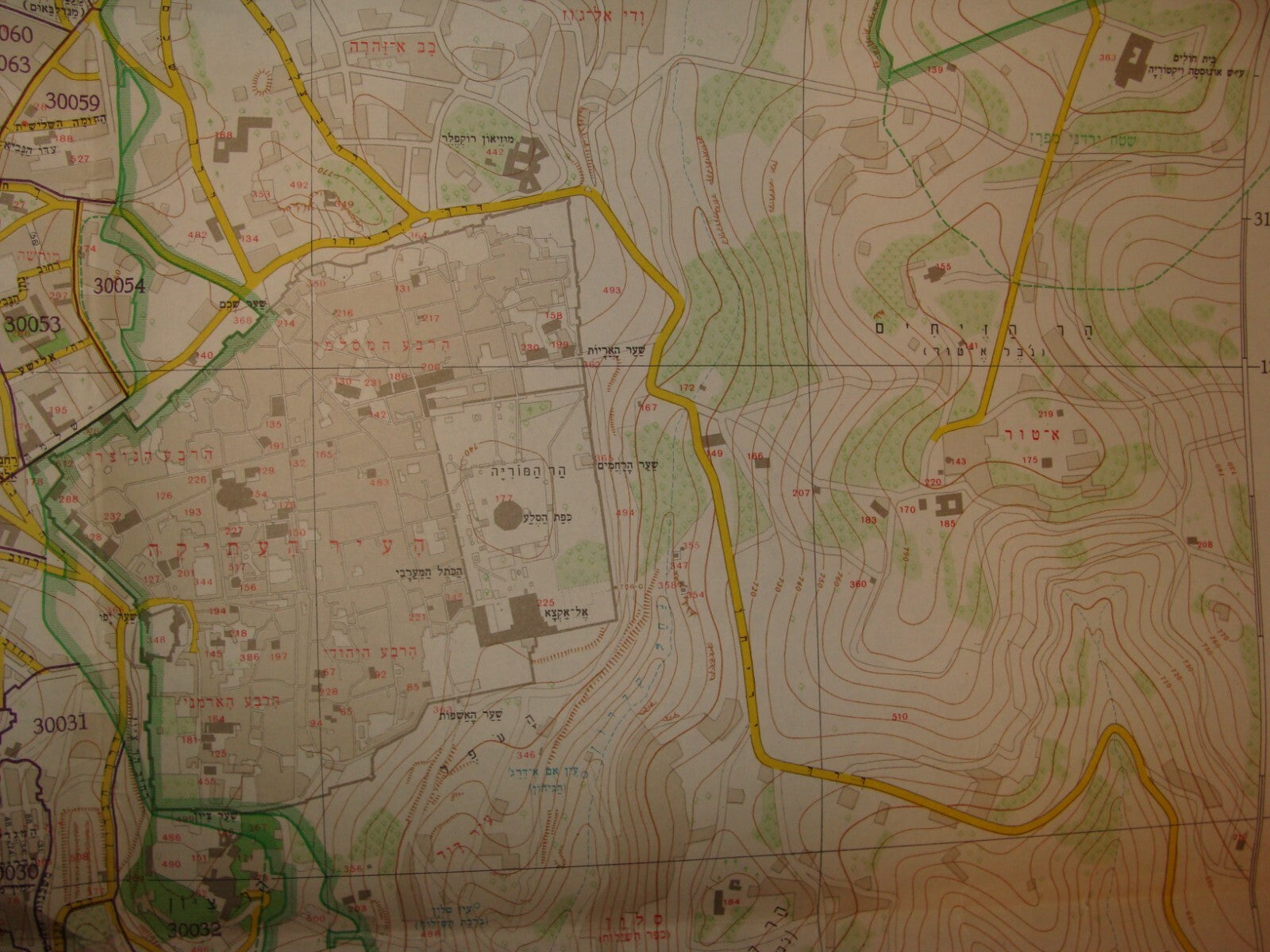 Jewish 1967 Pre Six Day War Israel Israeli JERUSALEM Map Green Line LARGE SIZE