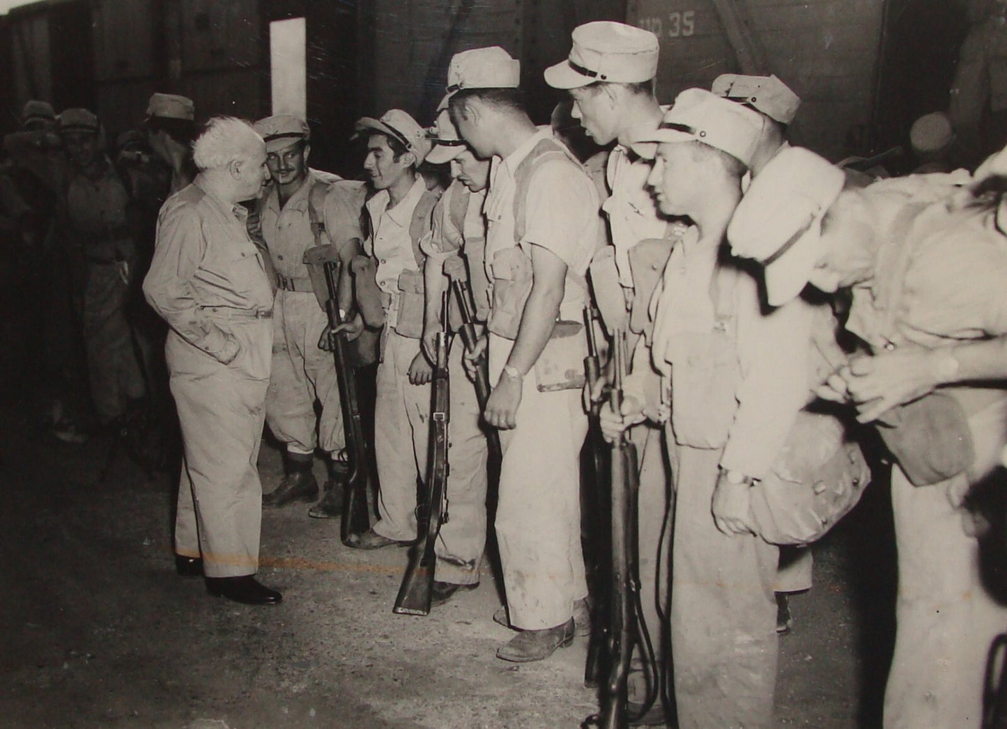 Pol Photo Print Jewish Israel Army , 1950 Prime Minister DAVID BEN GURION