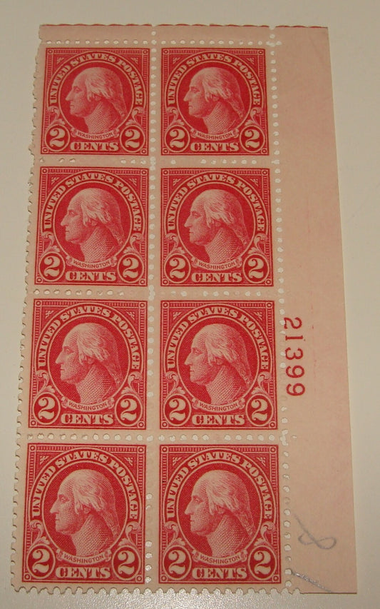 United States 1923 Washington 2 Cents Stamp Block MNH