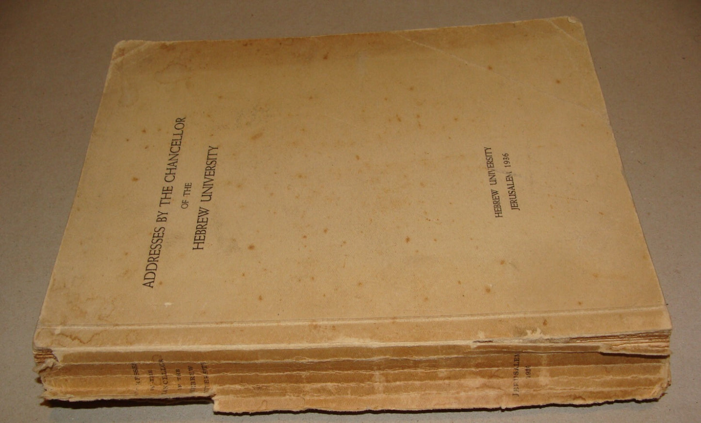 Book Jewish 1936 Palestine Israel Jerusalem Hebrew University Chancellor Magnes