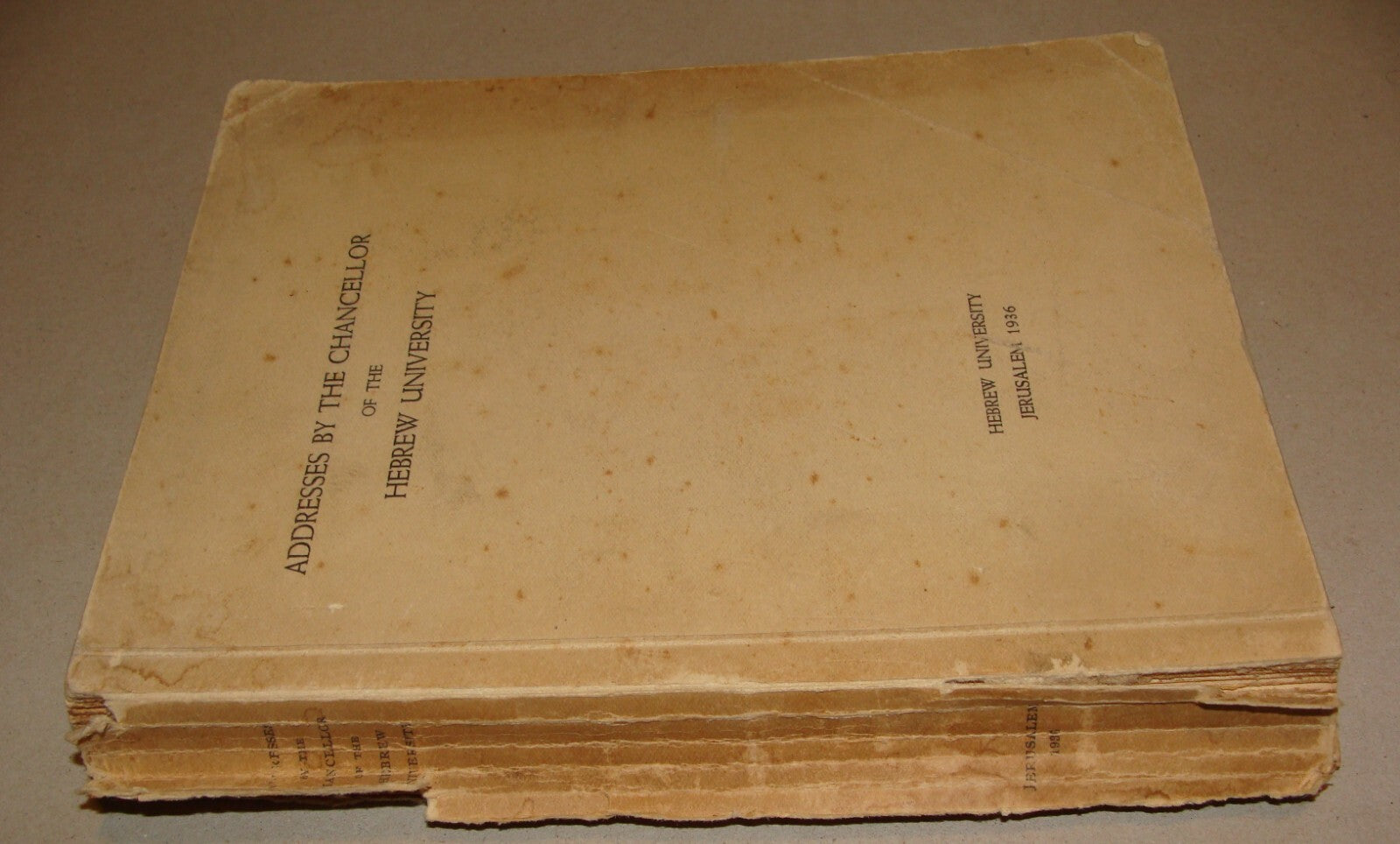 Book Jewish 1936 Palestine Israel Jerusalem Hebrew University Chancellor Magnes