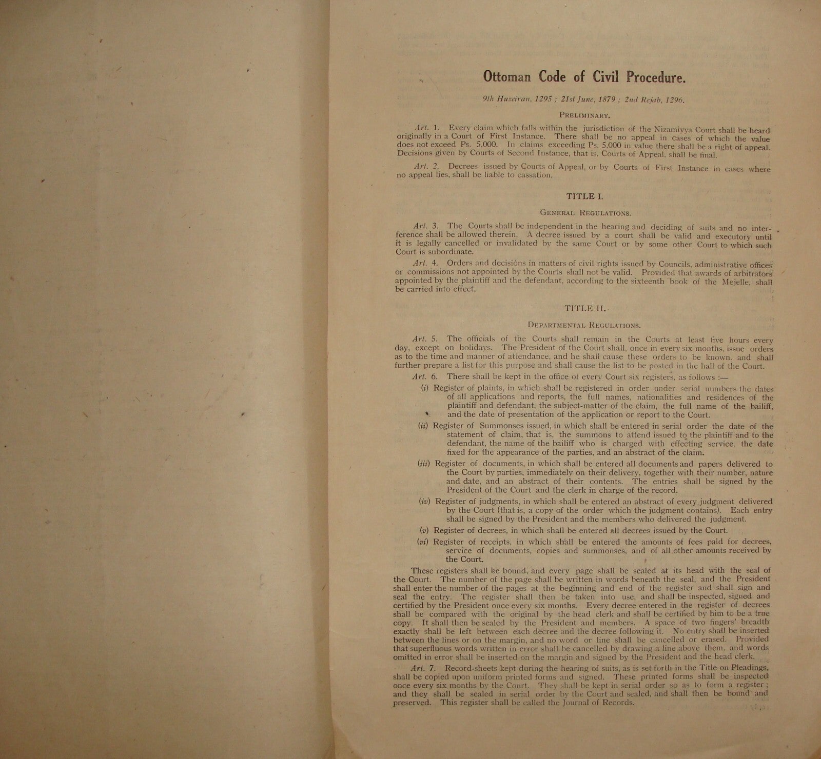 $ Booklet Palestine 1930s OTTOMAN CODE OF CIVIL PROCEDURE Israel Laws Rules Info