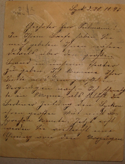 Germany Newspaper Jewish Judaica ? Antique 1897 Letter German   Leipzig Berlin ?