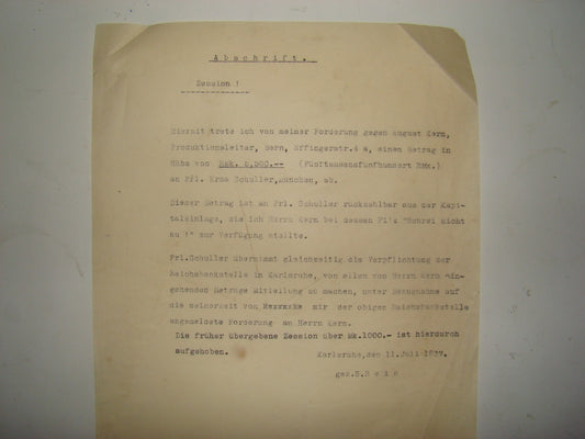 Germany Letter Jewish 1937 WW2 Nazi Third Reich Jude Karlsruhe Lawyer Court