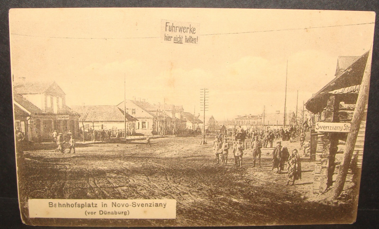 Lithuania Novo svenzjany Photo Postcard Train Railway Station WWI German Army