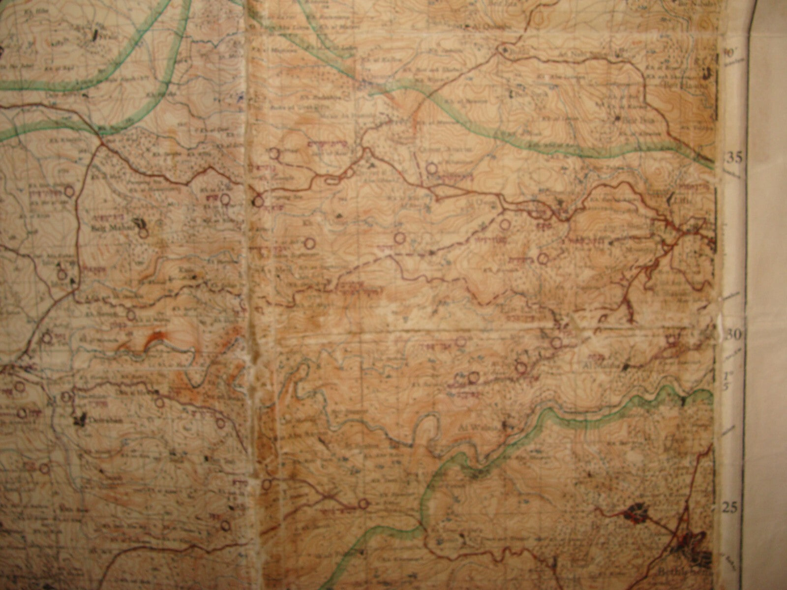 1952 Israel Israeli Palestine RAMLE Ramallah Map 1949 Green Armistice Line