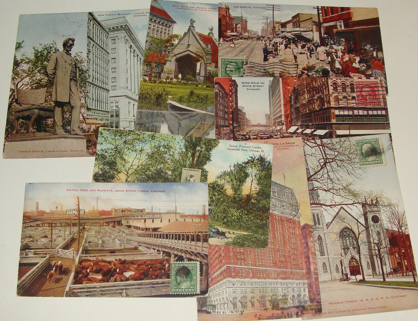 1910s UNITED STATES CHICAGO ILLINOIS POSTCARD LOT COLLECTION X9