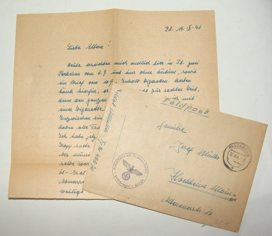 Germany 1941 Third Reich WW2 Stamp Cover Letter Paderborn Feldpost Army Military
