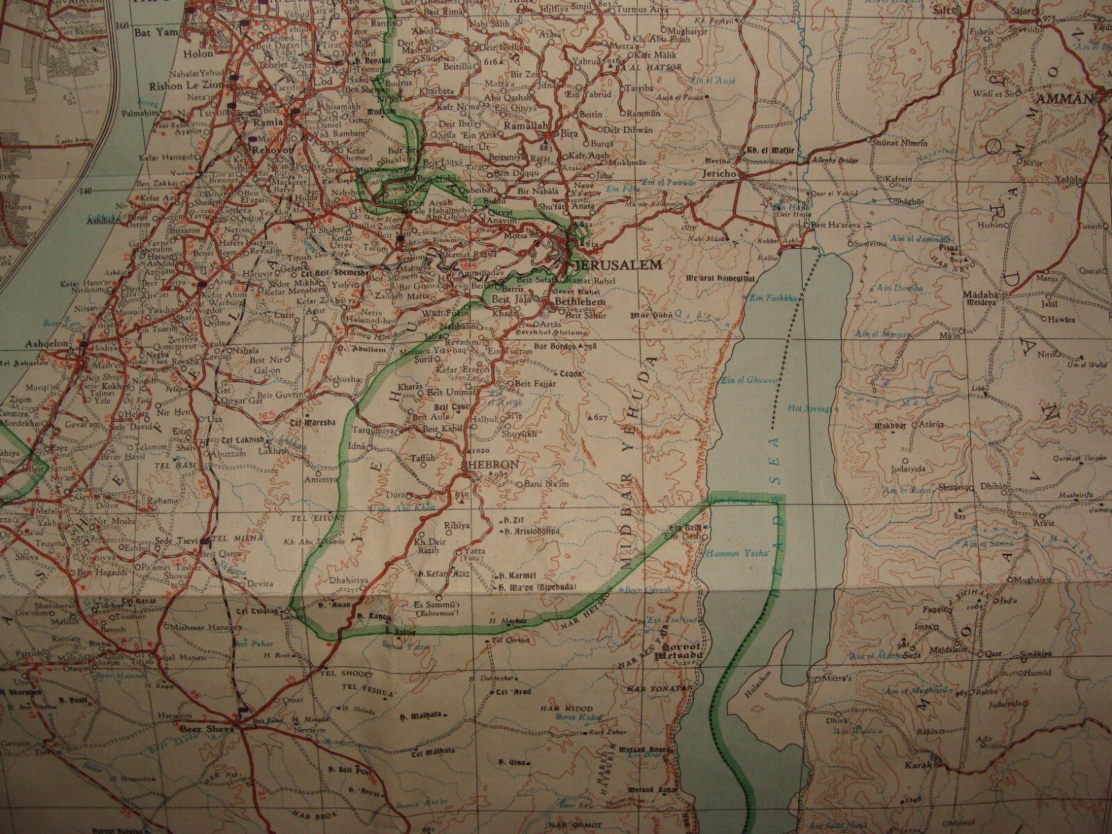 Map Israel 1960 Pre Six Day War SONOL Gas Oil Petroleum Company