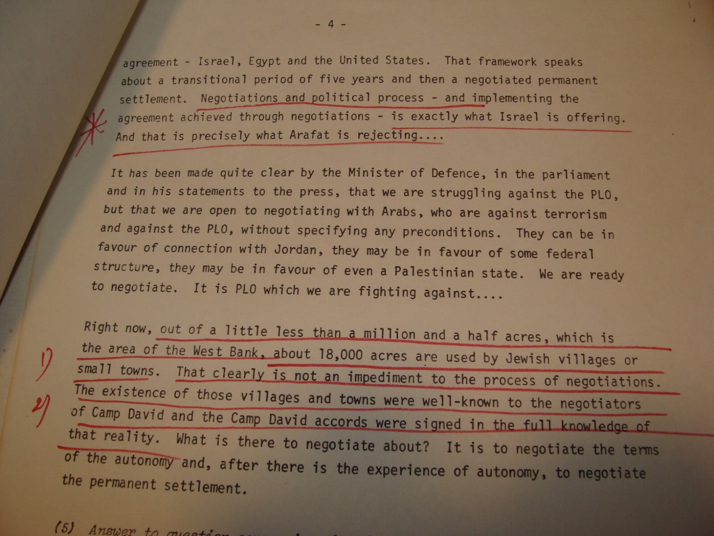 Jewish ISRAEL 1982 Israeli Foreign Affairs Brief Arab West Bank Palestine PLO