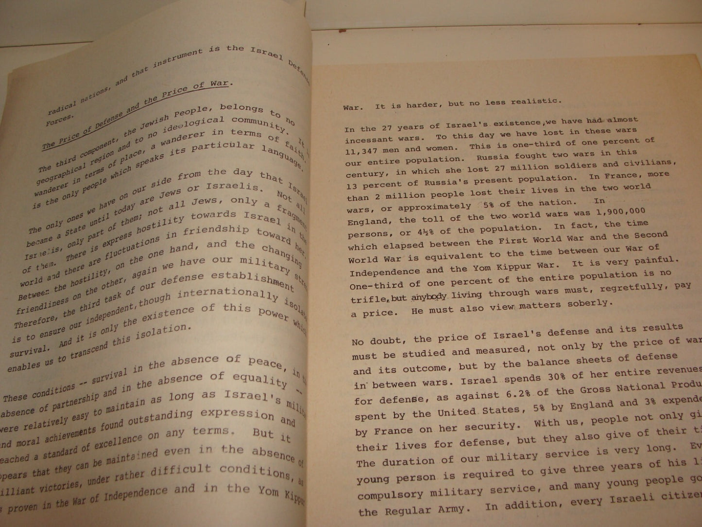 Pol Jewish Israel Israeli Government Foreign Affairs SHIMON PERES Speech 1974