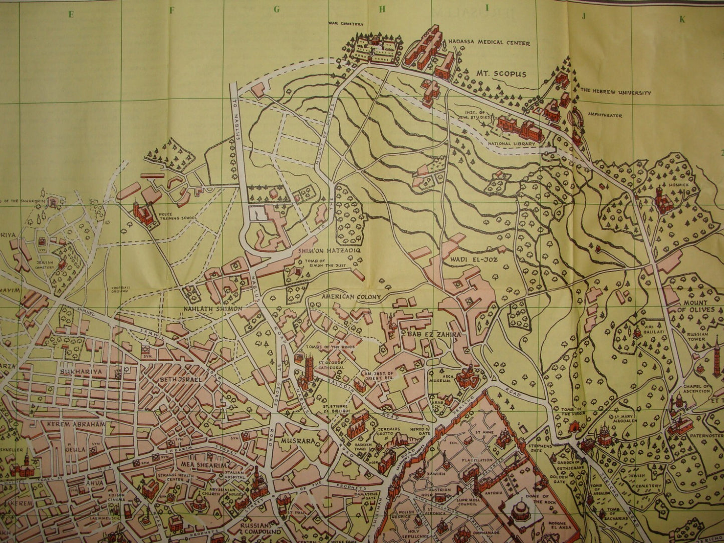 Map Israel RARE 196? POST SIX DAY WAR JERUSALEM OLD AND NEW Steimatzky Guide