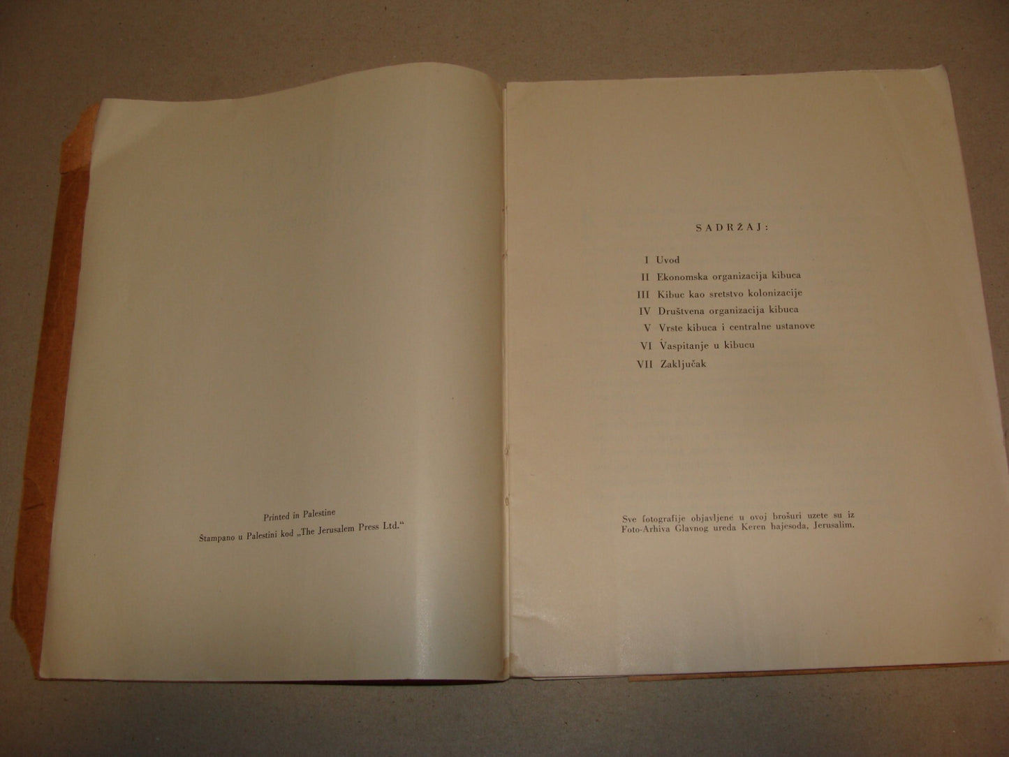 1947 Zionist Jewish Hebrew Palestine Israel Kibbutz Pamphlet Bosnian Photo Map