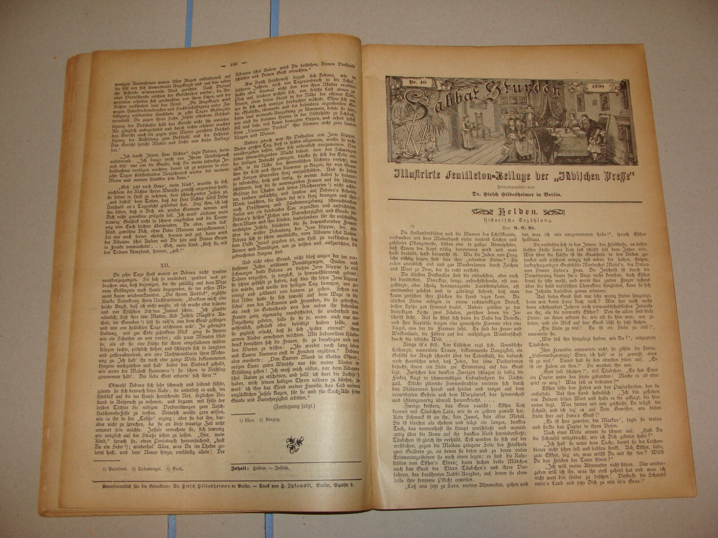 Germany Newspaper Jewish RARE Judaica German Sabbat Stunden 1908 Hildesheimer