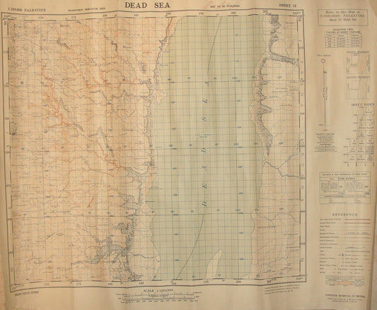 Ad Palestine Israel 1942 DEAD SEA Map Jordan Border