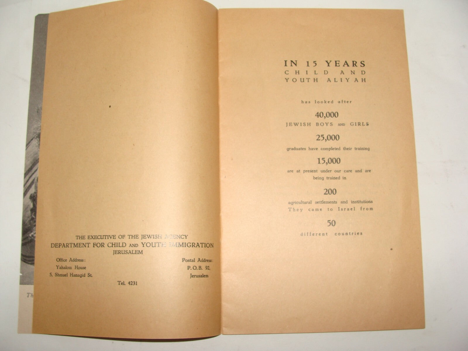 Booklet Jewish Agency Judaica 1950 Israel Israeli Zionist Youth Aliyah Photos
