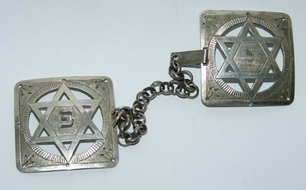 Jewish Judaica Antique Tallit Tallis holder Silver tested Magen David
