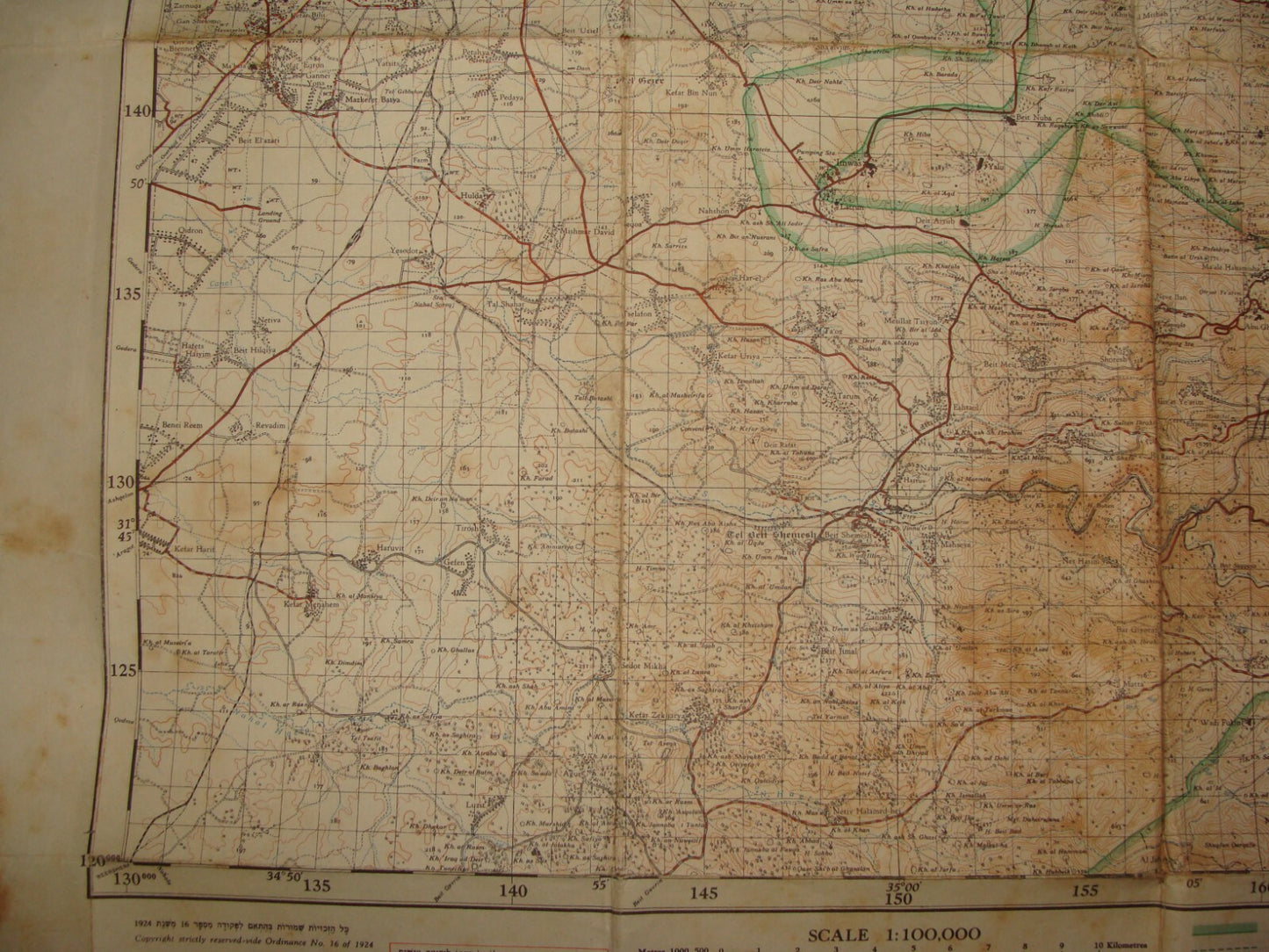 Map Palestine 1957 Israel Survey RAMLA Map Rishon Rehovot Arab Ramallah Village