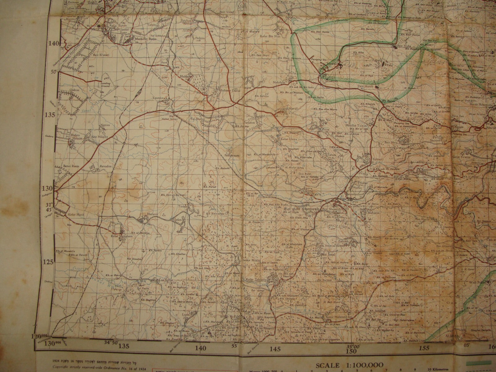 Map Palestine 1957 Israel Survey RAMLA Map Rishon Rehovot Arab Ramallah Village