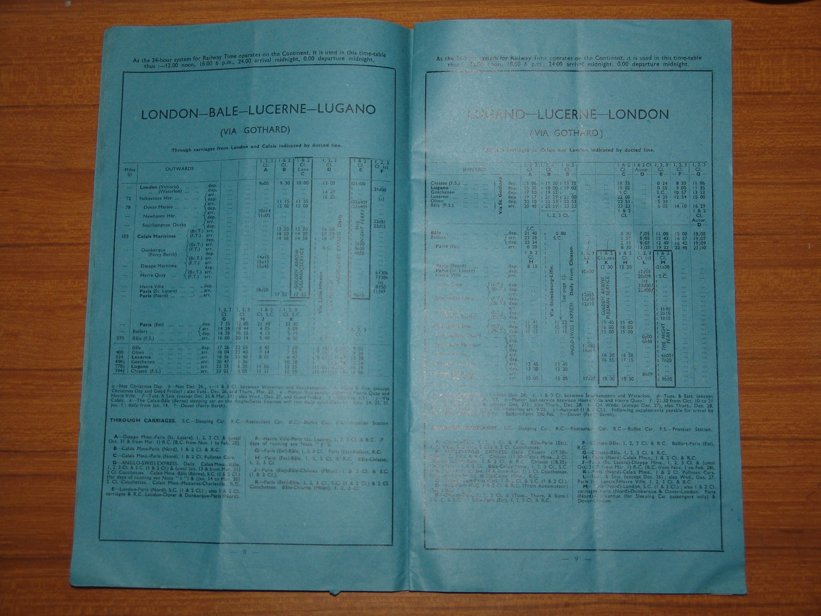 British Railways Winter 1950/1 Handbill Switzerland Services & Fares Timetable