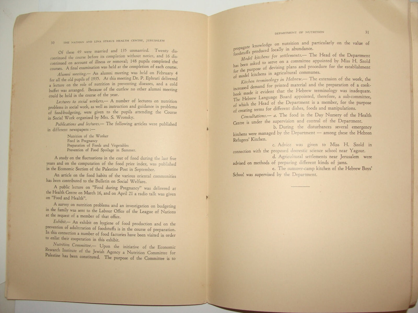 Report Palestine Jewish Judaica 1937 Israel HADASSAH Medical Hospital Zionist