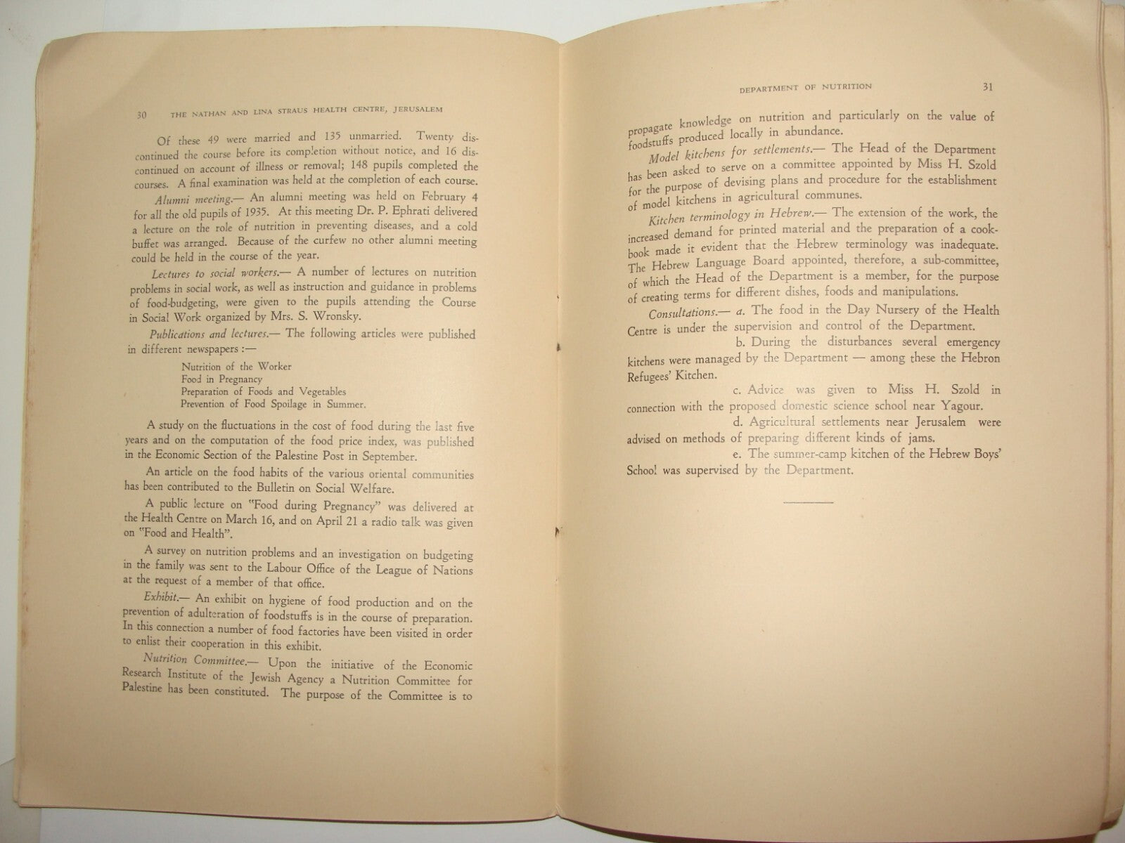 Report Palestine Jewish Judaica 1937 Israel HADASSAH Medical Hospital Zionist