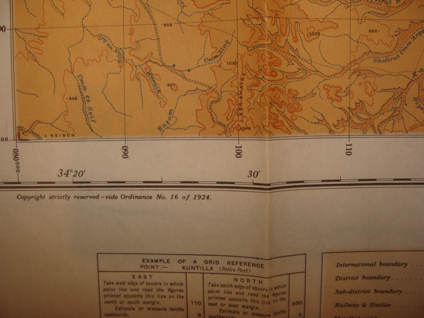 1946 Palestine Israel South NEGEV Map Egypt Sinai Trans Jordan