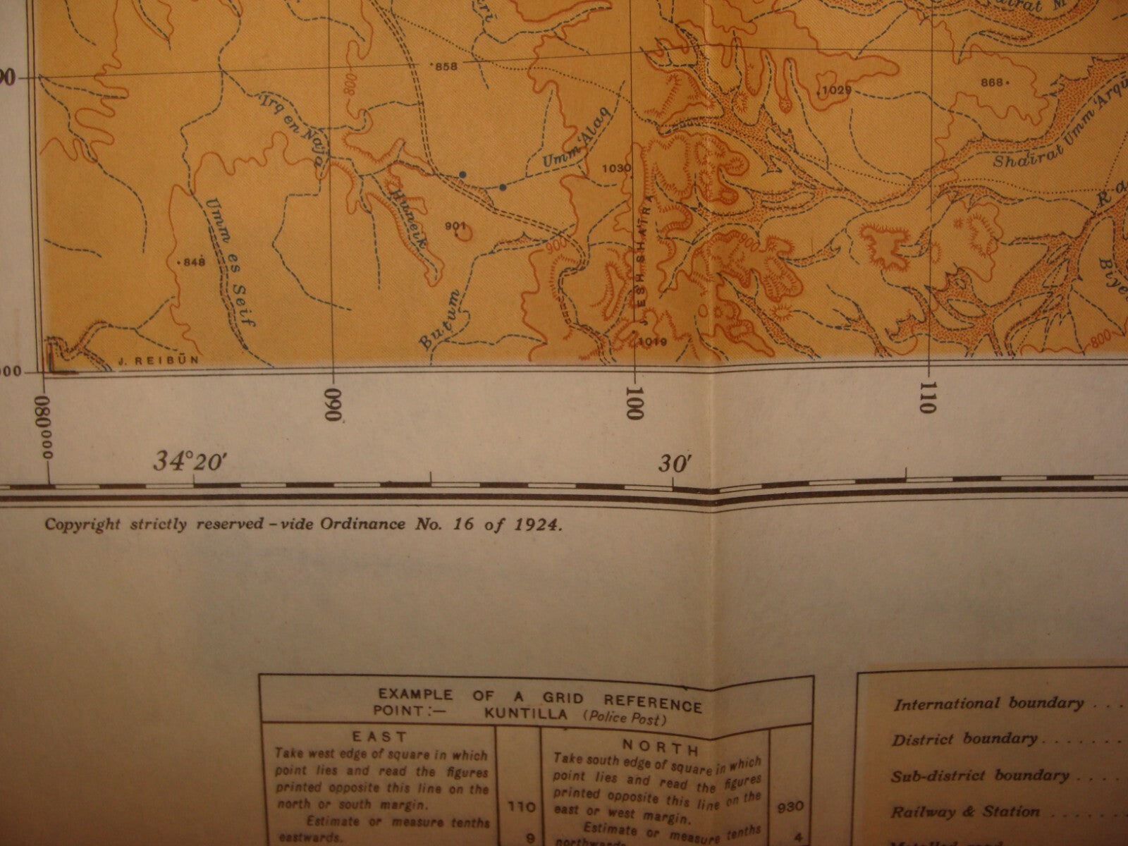 1946 Palestine Israel South NEGEV Map Egypt Sinai Trans Jordan