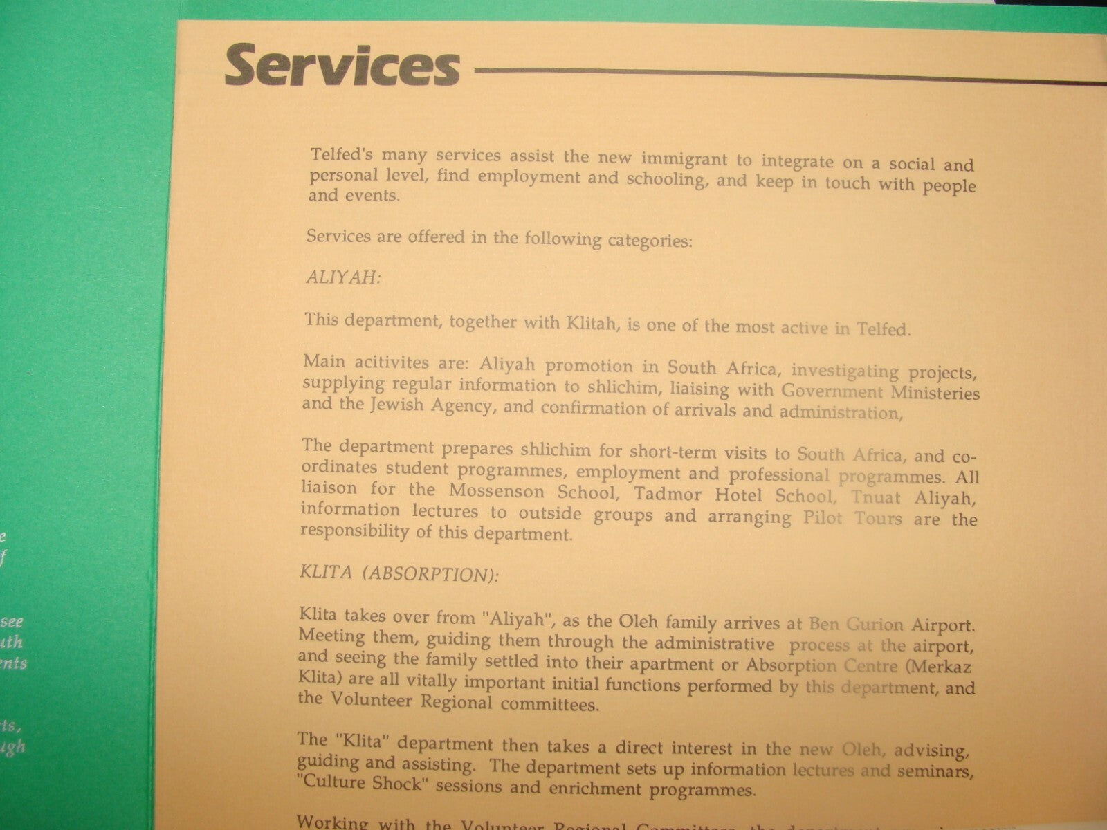 Jewish Judaica Israel South African Zionist Federation Folder TELFED Jews Aliyah