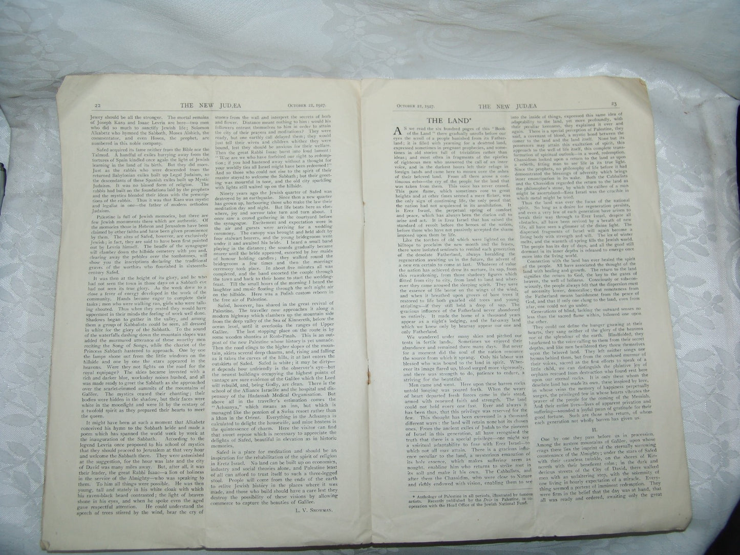 Newspaper Jewish Judaica The New Judæa Zionist Organization Journal 1927 Bialik