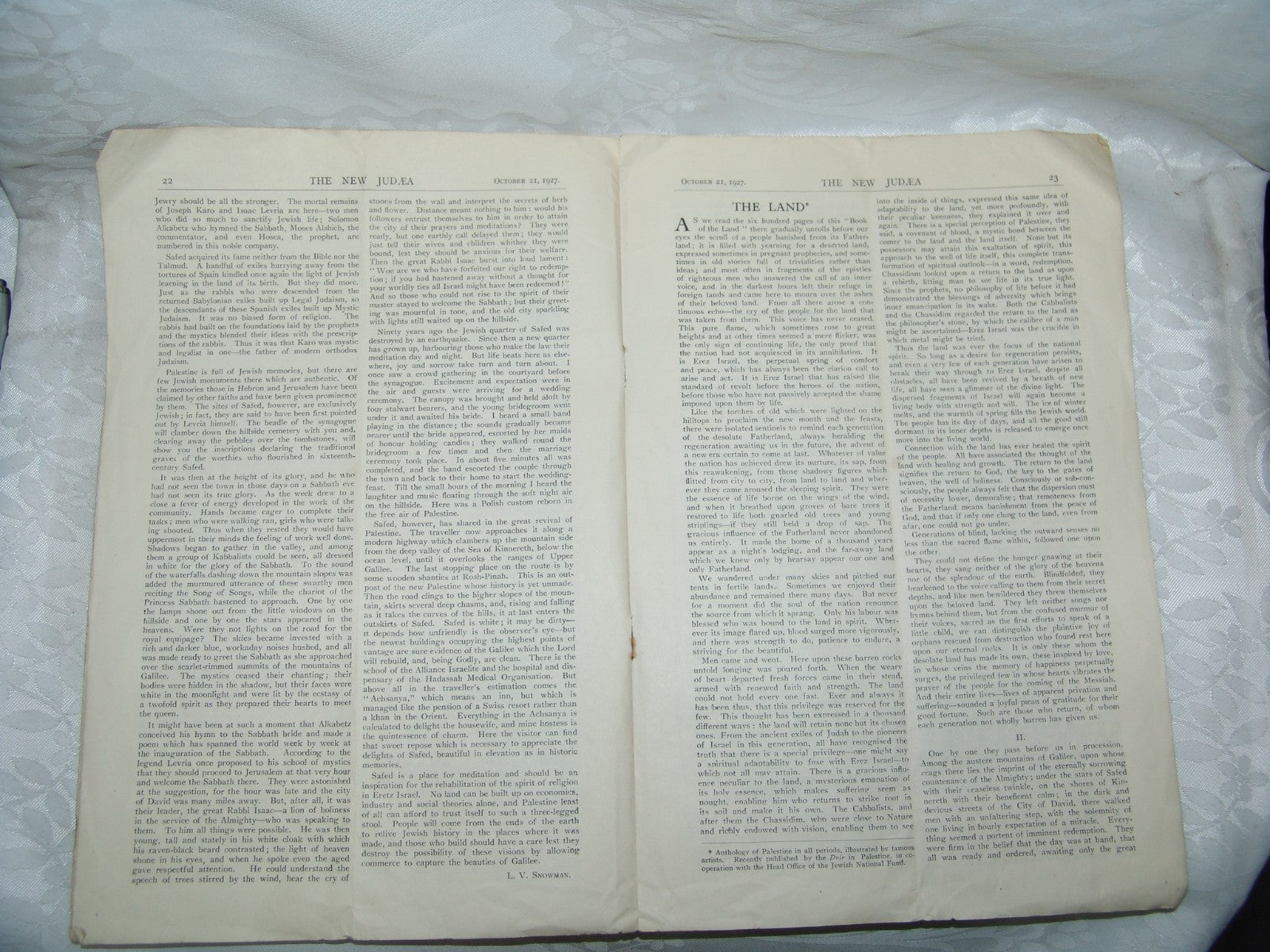 Newspaper Jewish Judaica The New Judæa Zionist Organization Journal 1927 Bialik