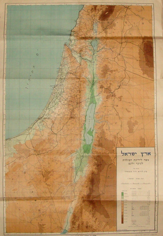 Jewish Judaica 1940s Palestine ISRAEL LARGE MAP 1:500.00 66X98 CM