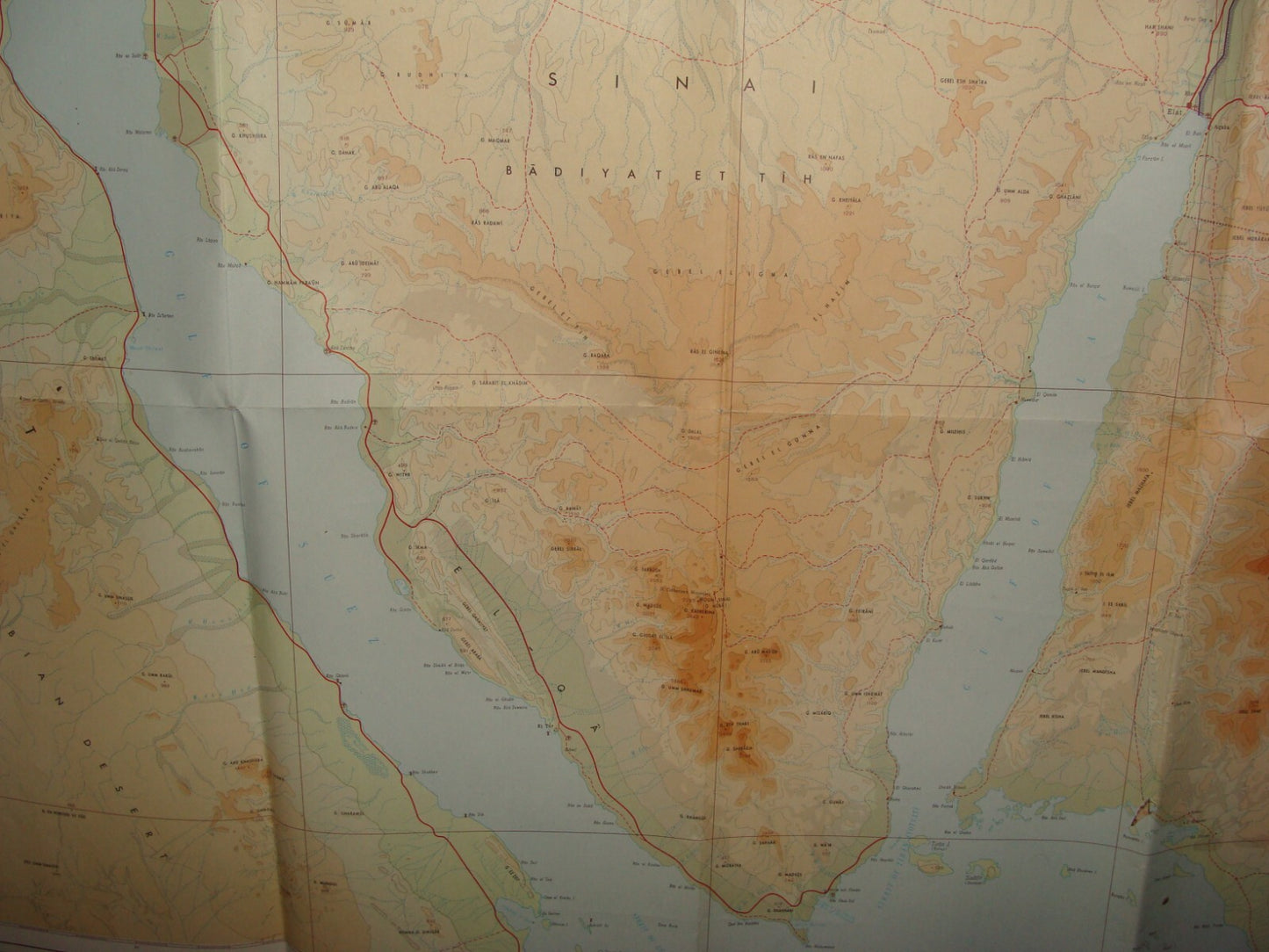 Map Jewish 1967 Six Day War Cease Fire Lines ISRAEL + SINAI Egypt LARGE 56x92 cm