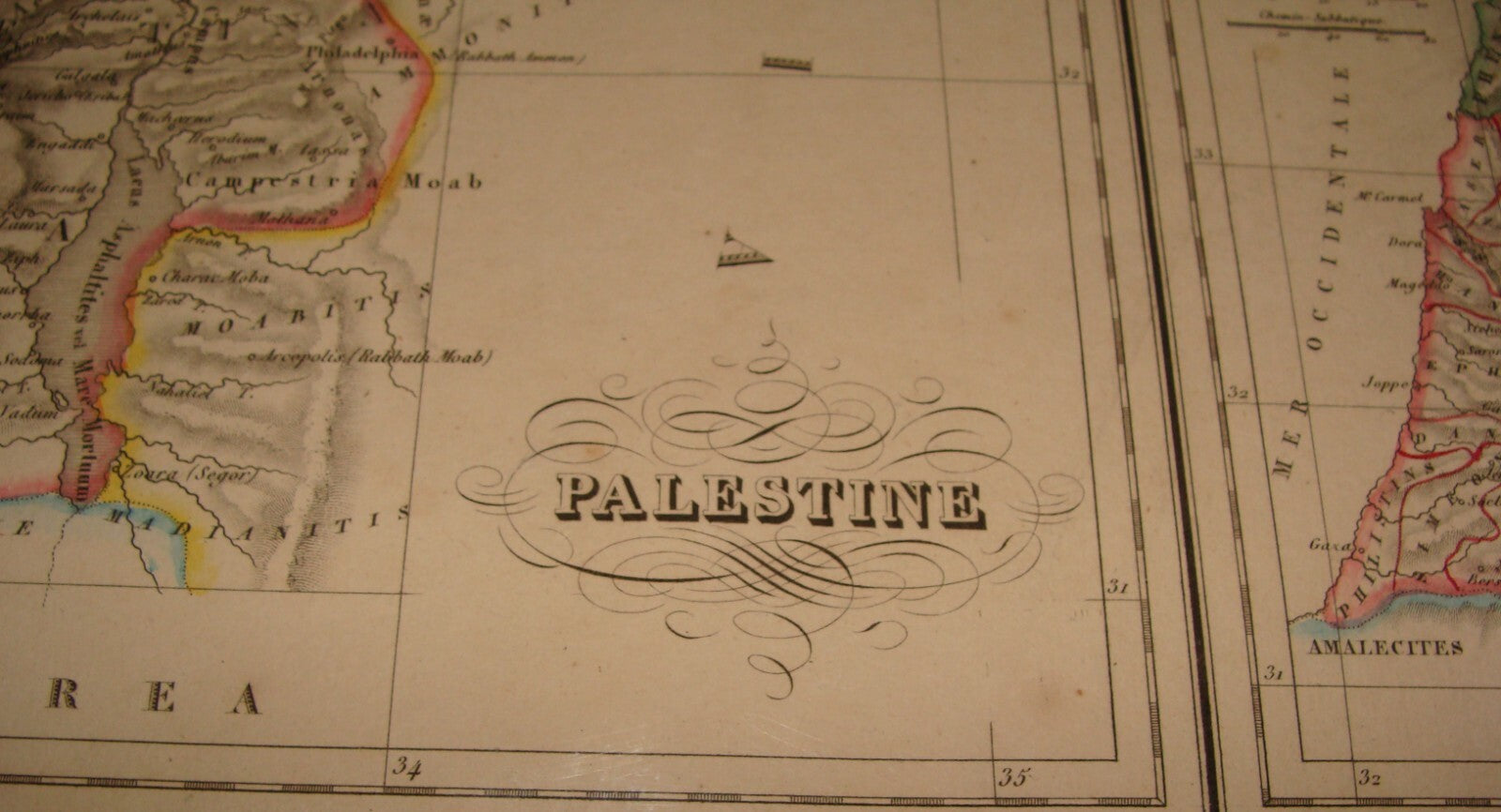 Map Palestine ANTIQUE c. 1837 Malte Brun Israel Biblical Tribes Bible Engraved