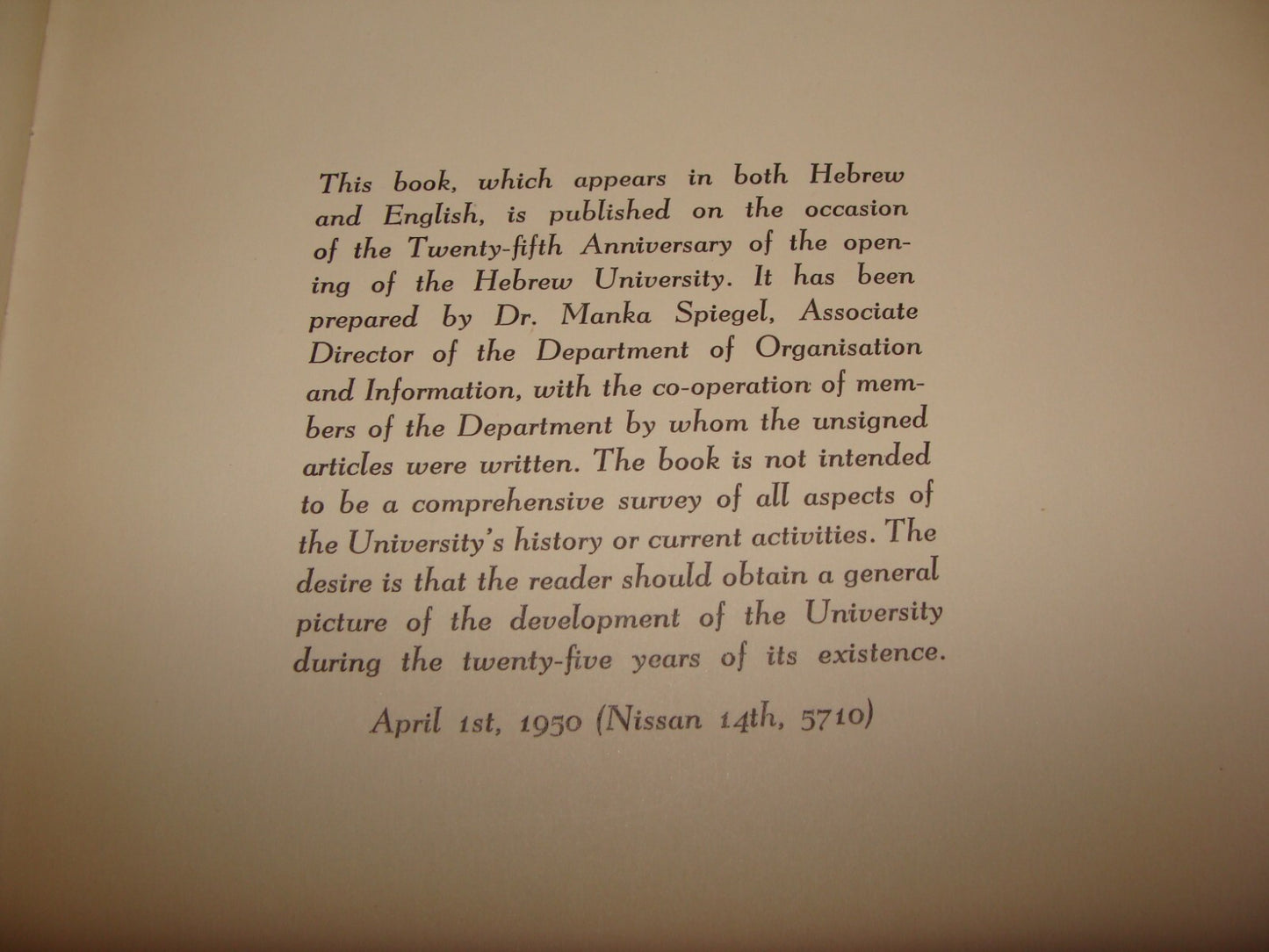 Book Jewish Judaica Hebrew University Of Jerusalem 1925-1950 Semi Jubilee Photos