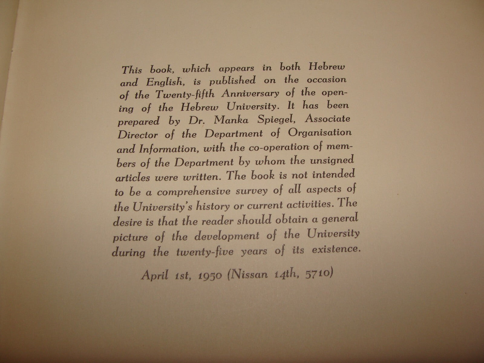 Book Jewish Judaica Hebrew University Of Jerusalem 1925-1950 Semi Jubilee Photos