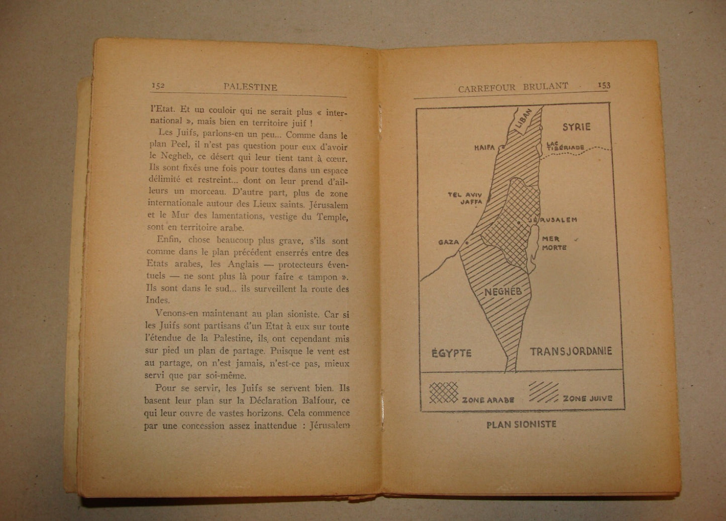 Book Palestine 1947 CARREFOUR BRULANT French Israel Map Marcel Picard
