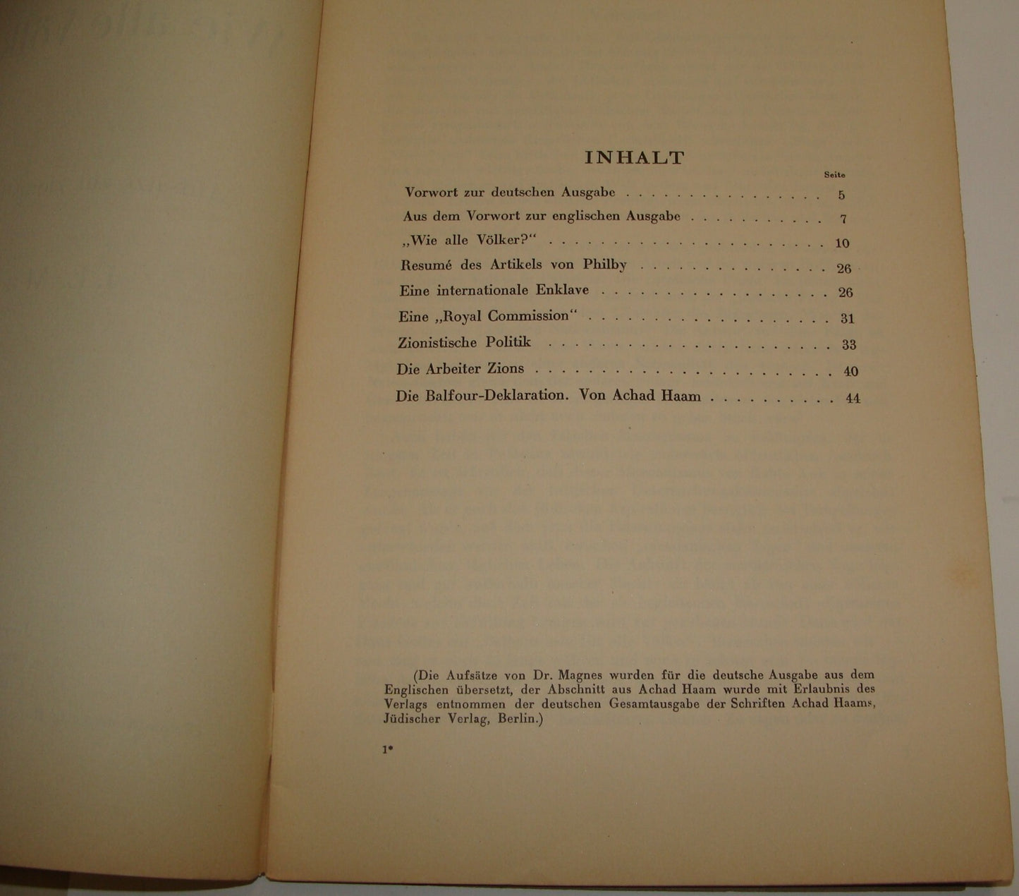 Booklet Palestine Jewish Judaica 1930 German Leib Magnes Zionist Politics Israel